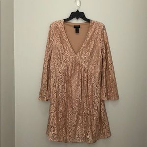 Enfocus Blush, Lace, Long Sleeved Dress